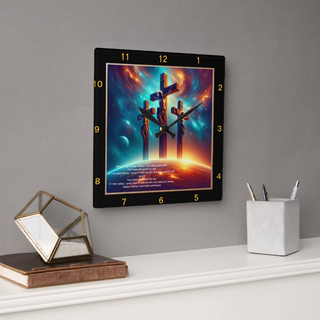 Friedenstruppe: Personalisiertes Geschenk des Glau Quadratische Wanduhr (Büro)