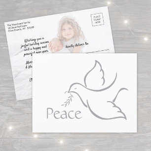 Friedensvogel Moderne Minimalistische Taube 1 Foto Feiertagspostkarte