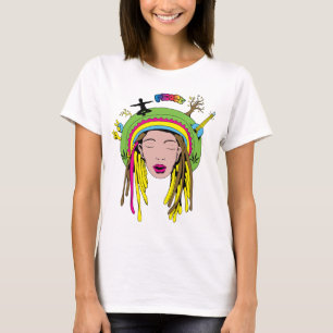 Friedenszeichen ~ 60er Hippie Girl Gefärbte Krawa T-Shirt