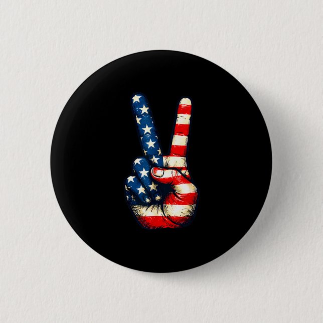 Friedenszeichen 60er vintage 4. Juli 70er Hippie Button (Vorderseite)