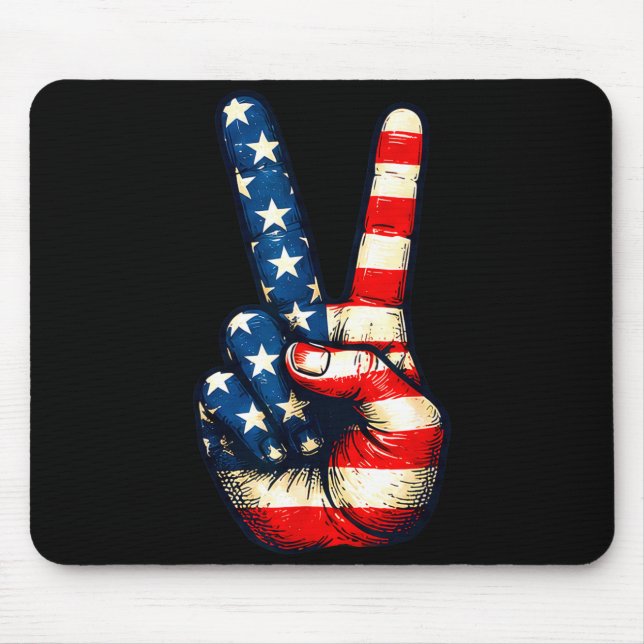 Friedenszeichen 60er Vintage 4. Juli 70er Hippie Mousepad (Vorne)