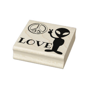 Friedenszeichen Alien - Liebe Gummistempel