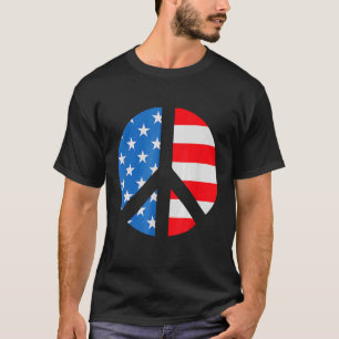 Friedenszeichen am 4. Juli Amerikanische Flagge T-Shirt