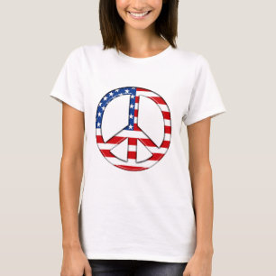 Friedenszeichen-amerikanische Flaggen-T - Shirt