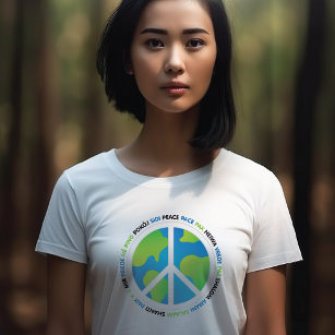Friedenszeichen auf der Erde Text T-Shirt