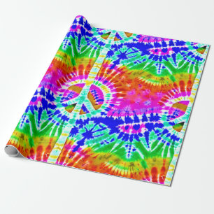 Friedenszeichen auf farbenfrohem Tie Dye Hippie-St Geschenkpapier