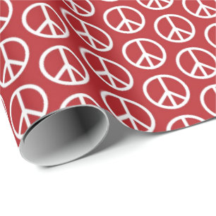 Friedenszeichen auf Feiertags-Rot Geschenkpapier