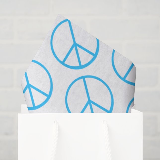 Friedenszeichen Blau Groovy Retro Spaß Seidenpapier (Geschenktüte)
