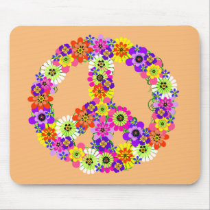 Friedenszeichen-Blumen auf Pfirsich Mousepad