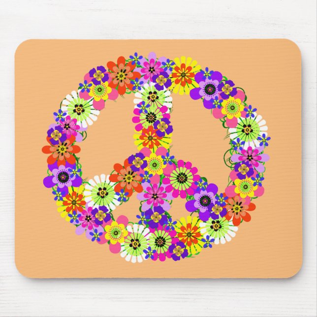 Friedenszeichen-Blumen auf Pfirsich Mousepad (Vorne)