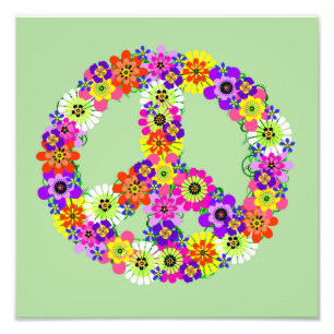 Friedenszeichen-Blumen Fotodruck