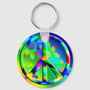 Friedenszeichen-Blumenkraft-Hippie-Schlüsselanhäng Schlüsselanhänger