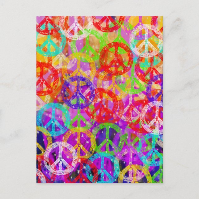 Friedenszeichen-Collage Postkarte (Vorderseite)