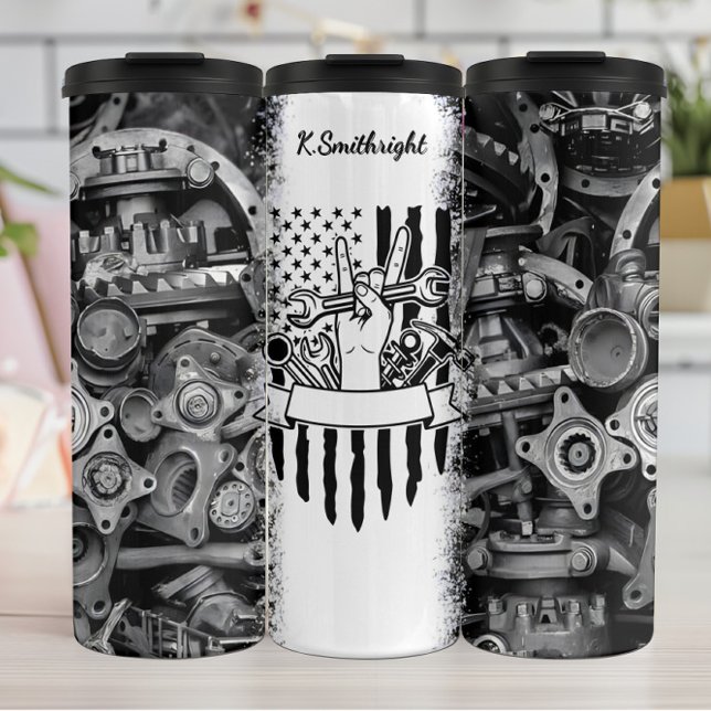 Friedenszeichen der amerikanischen Flagge Thermosbecher (Von Creator hochgeladen)