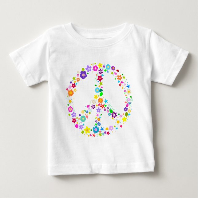 Friedenszeichen der Blumen Baby T-shirt (Vorderseite)
