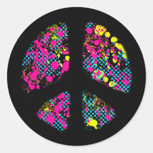 FRIEDENSZEICHEN DES PAINT-SPRITZERS RUNDER AUFKLEBER