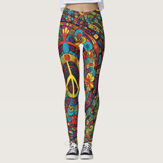 Friedenszeichen, Doodles Leggings (Vorderseite)