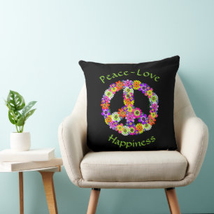 Friedenszeichen Floral Frieden Liebe Glück Kissen