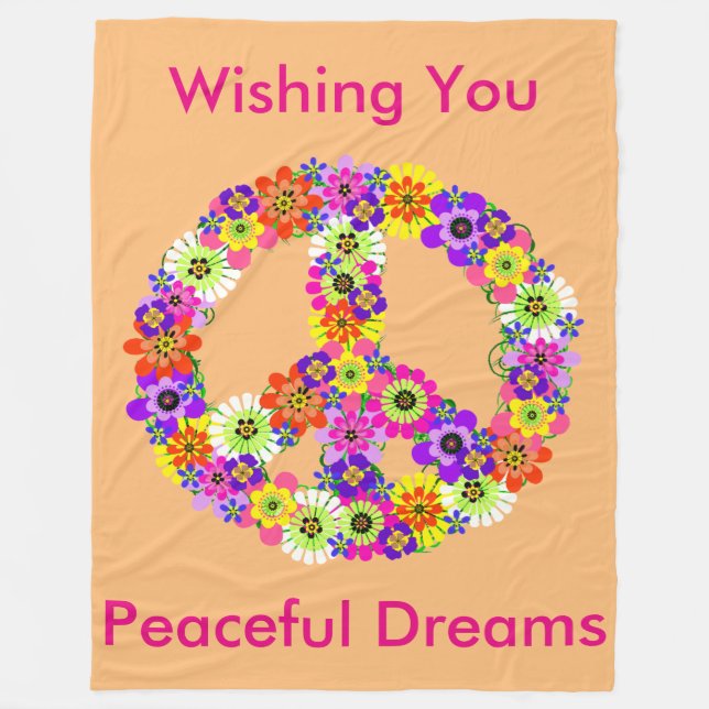 Friedenszeichen floral in Peach Friedlich Dreams Fleecedecke (Vorderseite)