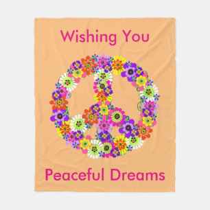 Friedenszeichen floral in Peach Friedlich Dreams Fleecedecke