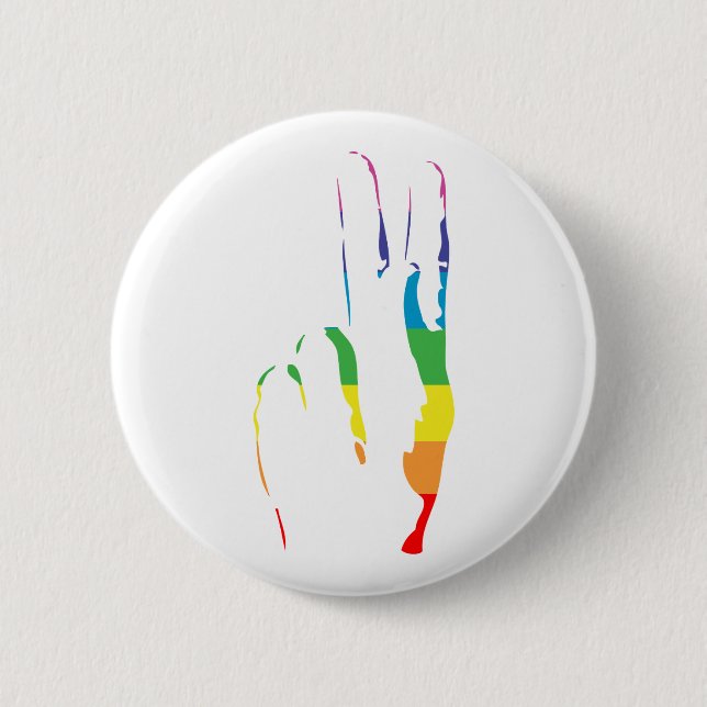 Friedenszeichen für Regenbogen Button (Vorderseite)