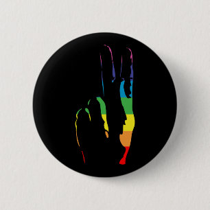 Friedenszeichen für Regenbogen Button