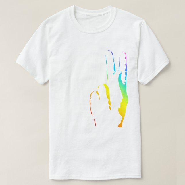 Friedenszeichen für Regenbogen T-Shirt (Design vorne)
