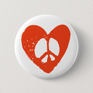 Friedenszeichen für Rotes Herz Button