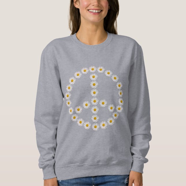 Friedenszeichen Gänseblümchen Boho Sweatshirt (Vorderseite)