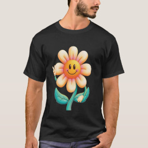 Friedenszeichen Glückliche Gänseblume Retro Groovy T-Shirt