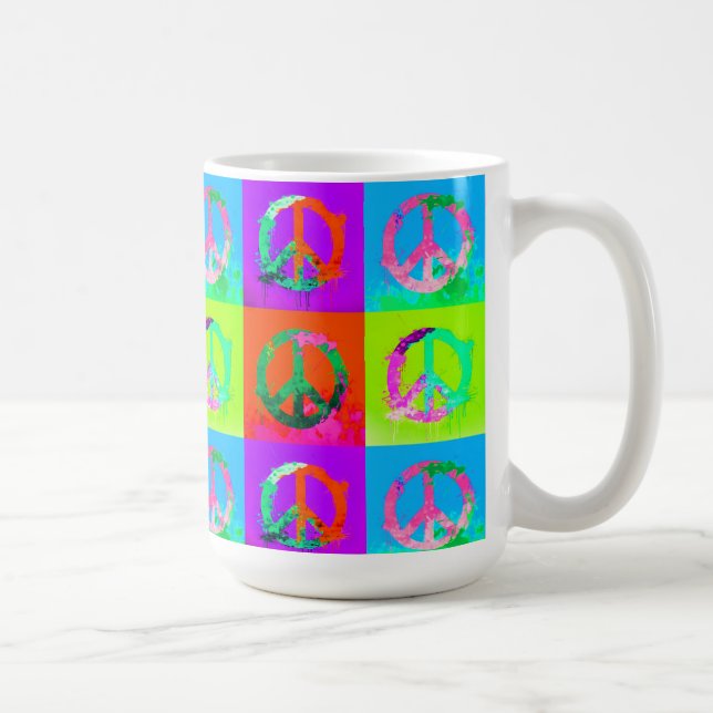 Friedenszeichen Groovy gefärbte Krawatte Graffiti  Kaffeetasse (Rechts)