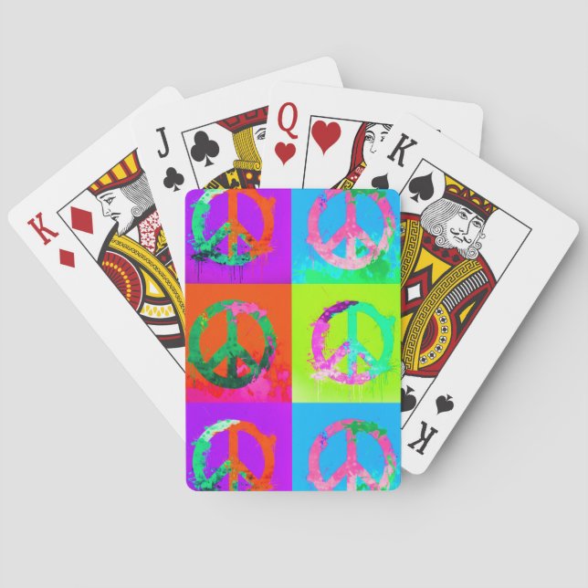 Friedenszeichen Groovy gefärbte Krawatte Graffiti  Spielkarten (Rückseite)