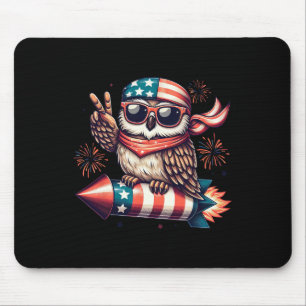 Friedenszeichen Hand Eule Feuerwerk Amerikanisch U Mousepad