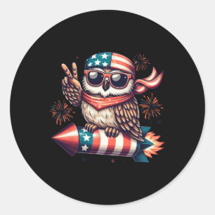 Friedenszeichen Hand Eule Feuerwerk Amerikanisch U Runder Aufkleber