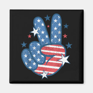 Friedenszeichen Hand USA-Flagge 4. Juli Patriotisc Magnet