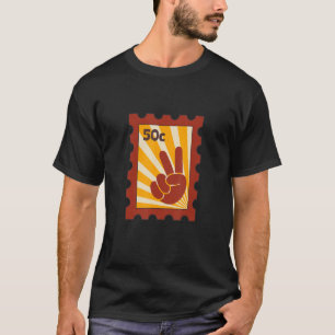 Friedenszeichen Hand V Hippies Retro Stempel 60er T-Shirt
