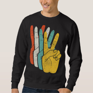Friedenszeichen Hand Vintage Retro Hippie Sweatshirt