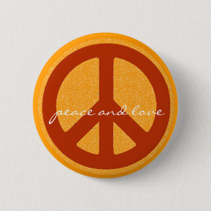 Friedenszeichen, Hippies Retro Button