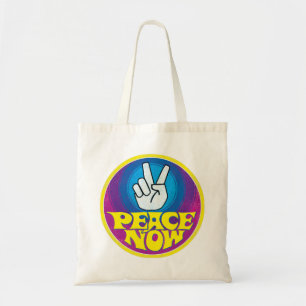 Friedenszeichen im groovy Retro-Hippie-Stil Tragetasche