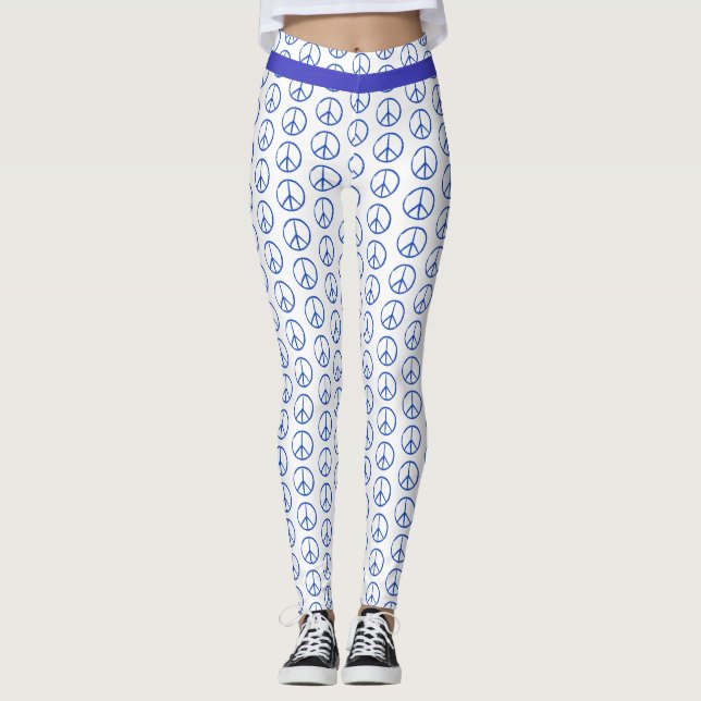 Friedenszeichen in Blau Leggings (Vorderseite)