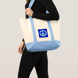 Friedenszeichen in Blau Tragetasche