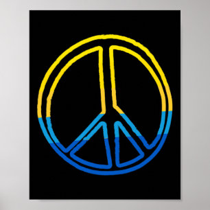 Friedenszeichen in den Farben der Ukraine Gelb und Poster