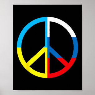 Friedenszeichen in der Ukraine und russische Flagg Poster