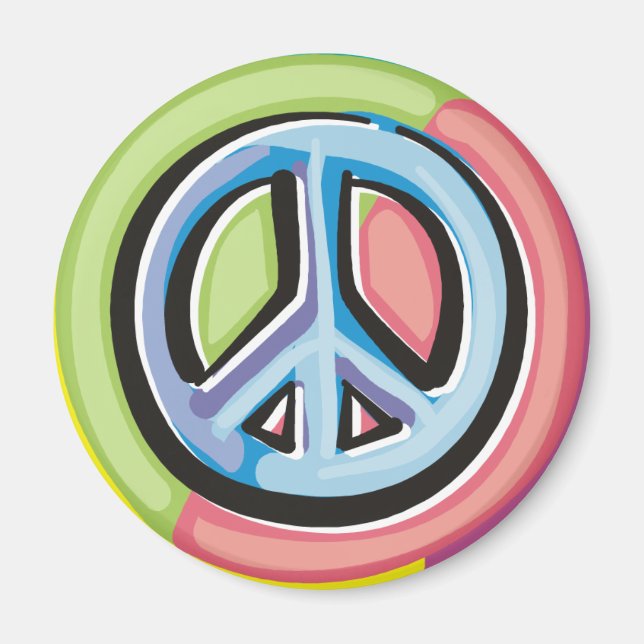 Friedenszeichen in Pastellfarben Magnet (Vorne)