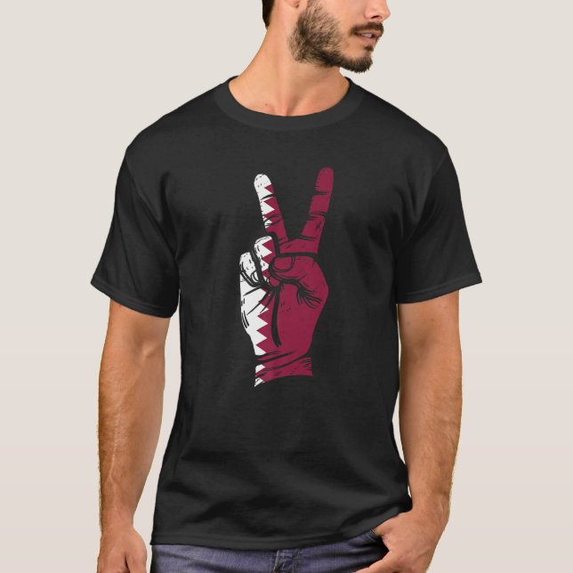 Friedenszeichen Katar Flag T-Shirt (Vorderseite)