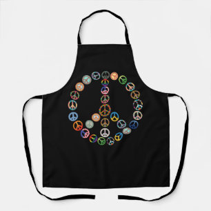 Friedenszeichen Knöpfe Vintage Hippie Retro Kostüm Schürze