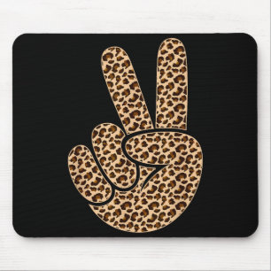 Friedenszeichen Leoparden-Druck Jungen Tier-Druck Mousepad