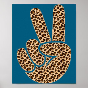 Friedenszeichen Leopardenprint Jungen Tierprint Mä Poster