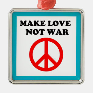FRIEDENSZEICHEN "LIEBE NICHT KRIEG MACHEN" SILBERNES ORNAMENT