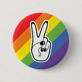 Friedenszeichen Links mit Rainbow LGBTQ Stolz Alli Button